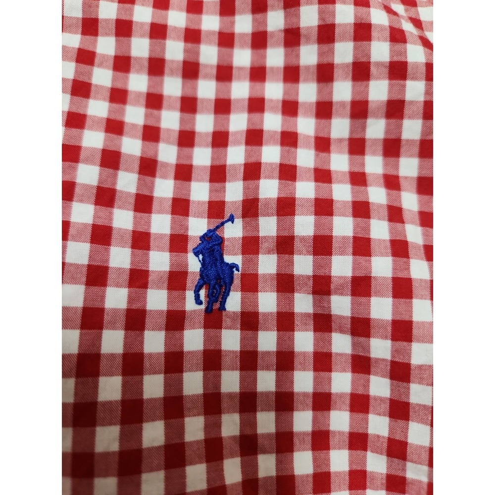 Polo Ralph Lauren Kid's Button Long Sleeve M(10-12) Lot Of 2 Red Blue - Picture 3 of 10